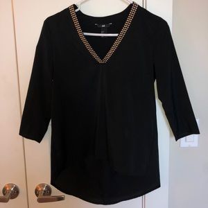 H&M Gold Detail Black Blouse